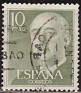 Spain 1955 General Franco 10 Ptas Light Green Edifil 1163. Spain 1955 1163 Franco usado. Uploaded by susofe